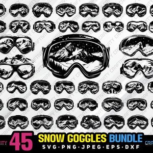 snow goggles bundle svg png jpeg eps dxf bundle silhouette clipart cricut vector commercial use custom snow goggles mountain ski snowboard