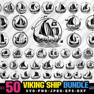 viking ship bundle svg png jpeg eps dxf bundle silhouette clipart cricut vector commercial use custom viking ship clipart viking silhouette