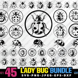 lady bug bundle svg png jpeg eps dxf bundle silhouette clipart cricut vector commercial use custom lady bug insect vector lady bug clipart