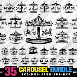 Karusell SVG-paket, Clipart-vektorgrafik (digital nedladdning)