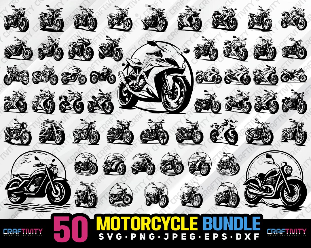Motorcycle Bundle Svg Png Jpeg Eps Dxf Bundle Silhouette Clipart Cricut ...