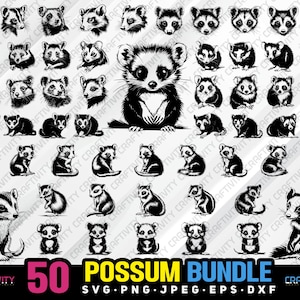 possum bundle svg png jpeg eps dxf bundle silhouette clipart cricut vector commercial use custom possum vector opossum animal bundle svg dxf