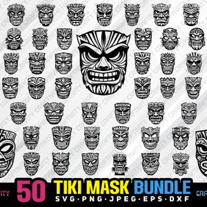 tiki mask bundle svg png jpeg eps dxf bundle silhouette clipart cricut vector commercial use custom tiki mask vector hawaii tiki mask vector