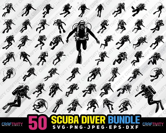 Paquete de buzo SVG, PNG, JPEG, EPS, DXF, paquete de silueta