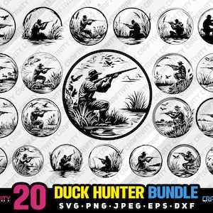 duck hunter bundle svg png jpeg eps dxf engrave silhouette clipart cricut laser vector commercial use custom bird duck hunting duck bird svg