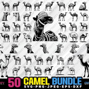camel bundle svg png jpeg eps dxf bundle silhouette clipart cricut vector commercial use custom camel desert animal camel silhouette camel