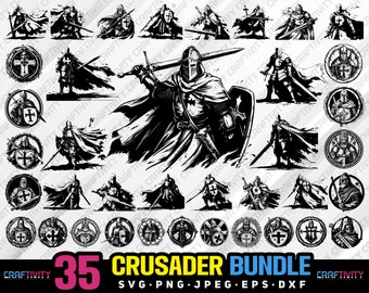 crusader bundle svg png jpeg eps dxf bundle silhouette clipart cricut vector commercial use custom crusader warrior bundle crusader knight