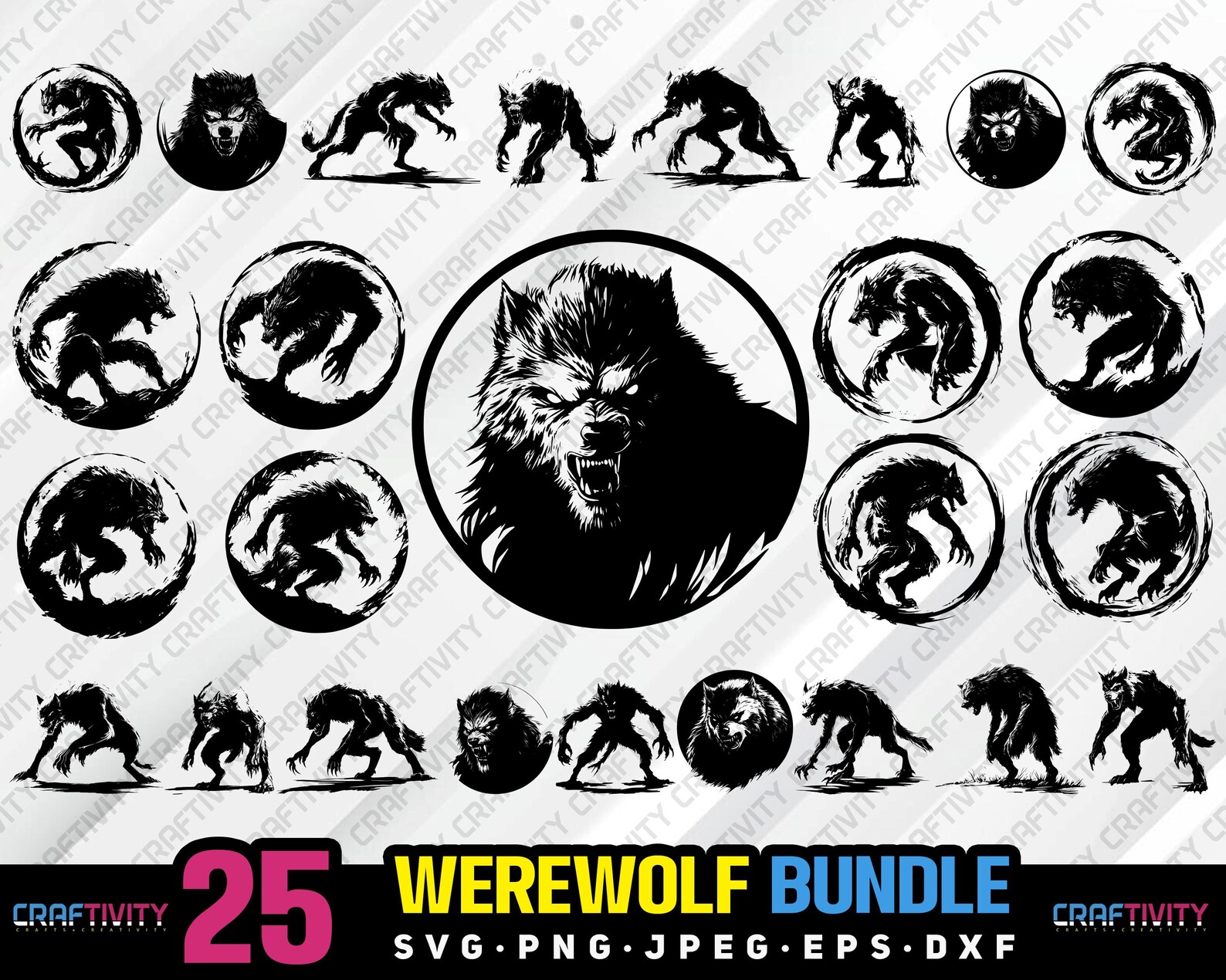 Werewolf Clipart Bundle: Mythical Creature Vector Graphics (digital ...