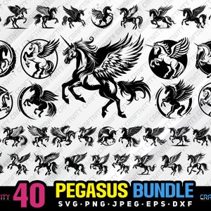 pacote pegasus svg png jpeg eps dxf pacote silhueta clipart cricut vetor uso comercial personalizado criatura mítica pegasus pacote pegasus