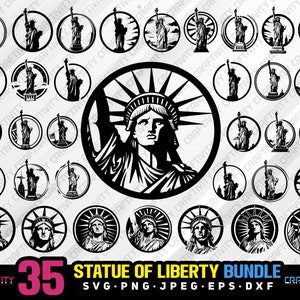 statue of liberty bundle svg png jpeg eps dxf bundle silhouette clipart cricut vector commercial use custom statue of liberty usa new york