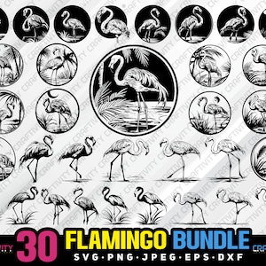 flamingo bundle svg png jpeg eps dxf bundle silhouette clipart cricut vector commercial use custom flamingo bird vector flamingo bundle svg