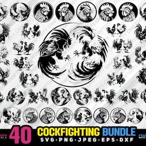 Cockfighting Rooster Clipart Bundle: Vector Graphics (Digital Download)