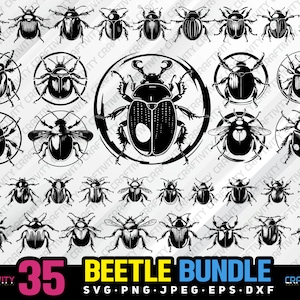 beetle bundle svg png jpeg eps dxf bundle silhouette clipart cricut vector commercial use custom beetle insect silhouette beetle clipart svg