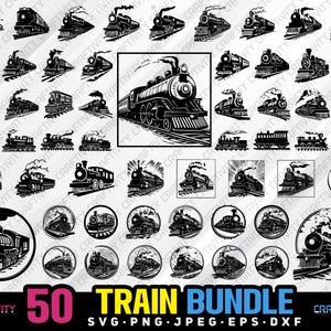 train bundle svg png jpeg eps dxf bundle silhouette clipart cricut vector commercial use custom train bundle railway train silhouette train