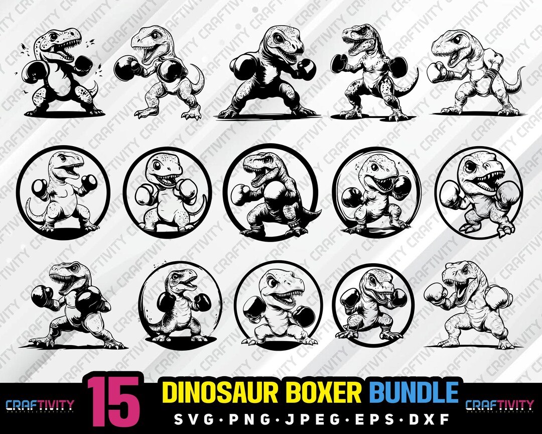 Dinosaur Boxer Clipart Bundle, T-rex Boxing (digital Download) - Etsy