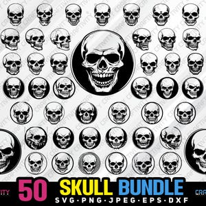 skull bundle svg png jpg eps dxf bundle silhouette clipart cricut vector commercial use custom skull skeleton skull crossed skull vector svg