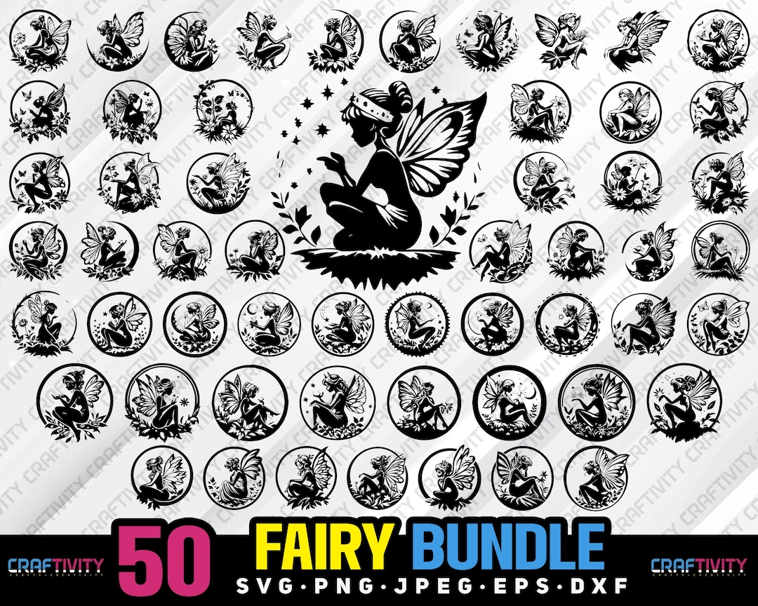 Fairy Bundle Svg Png Jpg Eps Dxf Bundle Silhouette Clipart Cricut ...