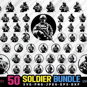 soldier bundle svg png jpeg eps dxf bundle silhouette clipart cricut vector commercial use custom soldier army special forces soldier svg
