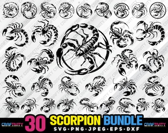 scorpion bundle svg png jpeg eps dxf bundle silhouette clipart cricut vector commercial use custom scorpion silhouette vector scorpion svg