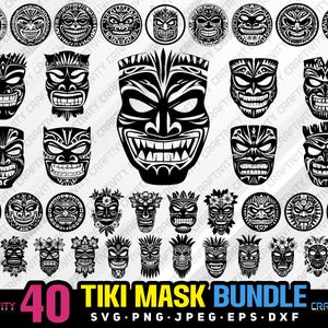 tiki mask bundle svg png jpeg eps dxf bundle silhouette clipart cricut vector commercial use custom tiki mask vector hawaii tiki mask vector