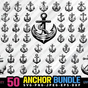 Anker svg bündel svg png jpg eps dxf Bündel Kontur Clipart Cricut vektor Kommerzielle Nutzung benutzerdefinierte Anker Silhouette Schiff Anker Vektor svg