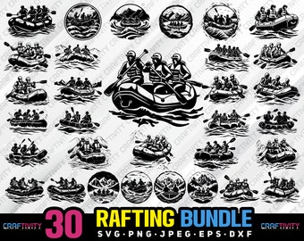 rafting bundle svg png jpeg eps dxf bundle silhouette clipart cricut vector commercial use custom rafting bundle river rafting vector bundle