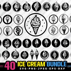 ice cream bundle svg png jpeg eps dxf bundle silhouette clipart cricut vector commercial use custom ice cream silhouette ice cream dessert