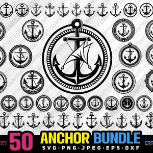 Anker svg bündel svg png jpg eps dxf Bündel Kontur Clipart Cricut vektor Kommerzielle Nutzung benutzerdefinierte Anker Silhouette Schiff Anker Vektor svg