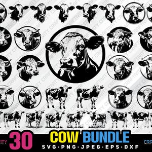 cow bundle svg png jpeg eps dxf bundle silhouette clipart cricut vector commercial use custom cow farm animal bundle cow vector cow clipart