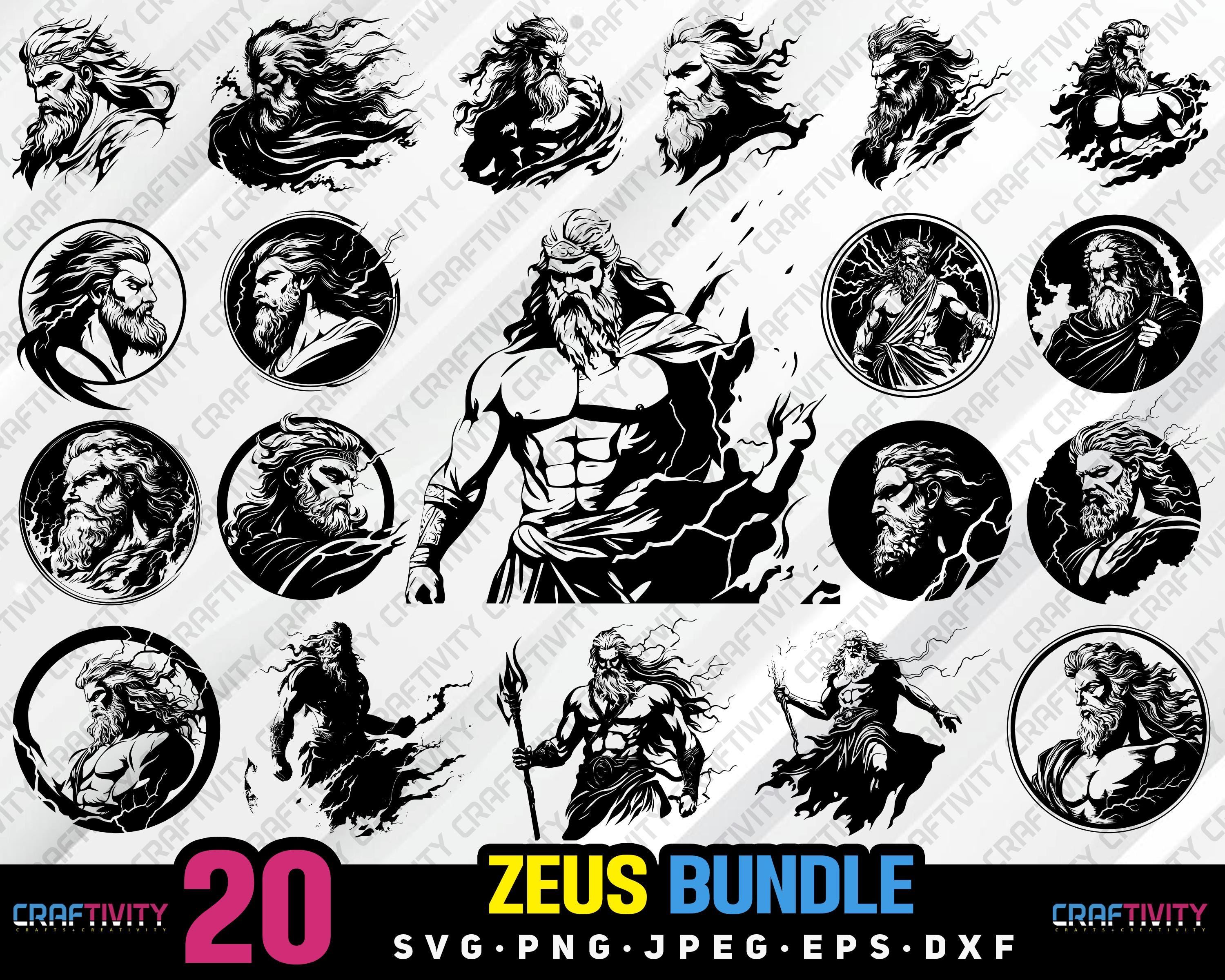 Zeus Greek God Vector Art Bundle (svg, Png, Jpg, Eps, Dxf) - Etsy