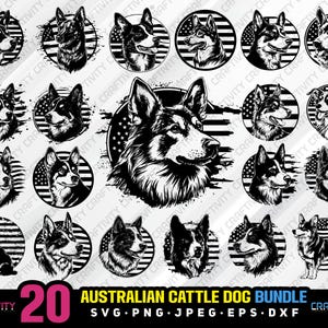 Australian Cattle Dog SVG Bundle: USA Flag Clipart (Digital Download)