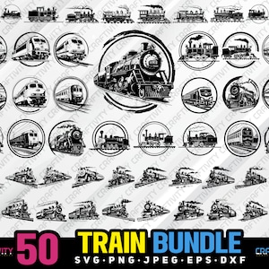 train bundle svg png jpeg eps dxf bundle silhouette clipart cricut vector commercial use custom train bundle railway train silhouette train
