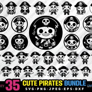süße Piraten Bundle svg png jpeg eps dxf Bundle Silhouette Clipart Cricut Laser Vektor kommerzielle Nutzung niedliche Piraten lustige Piraten svg