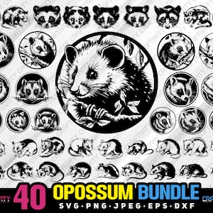 opossum bundle svg png jpeg eps dxf bundle silhouette clipart cricut vector commercial use custom opossum vector possum animal bundle svg