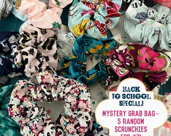 Back To School Special- Mystery Grab Bag- Scrunchie Grab Bag- Set of 5 Random Scrunchies