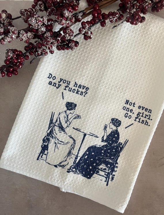 Sarcastic Adult Humor Kitchen Towel - No Fucks Kitchen Towel - Funny Kitchen Towel- Blue