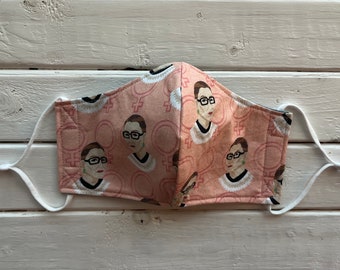 Ready To Ship- Woman's Face Mask w/Adjustable Ear Loops- Pink RBG Mask- Woman's RBG Mask (fits 13+)