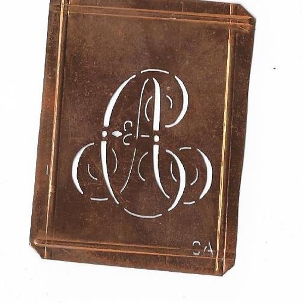 Antique Copper Metal Stencil AC or CA Monograms