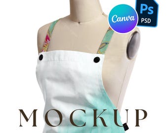 Weiße Schürze Mockup | Küche, Koch, Barista Schürze Foto | Digitales Schürzenbild für Designer | Personalisierbare weiße Schürze | Hochwertiges Mockup