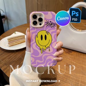 iPhone Case Mockup with Hand, Tough Case Template, iPhone 15 Pro Max Mockup, PSD/Canva, Art Phone Cover Design, Phone Case Mockup, lifestyle