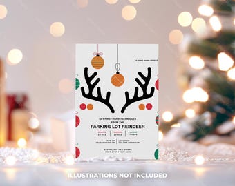 Weihnachtskarte Mockup 5x7, Urlaubseinladungskarte Display, Festliche Grußkarte Mockup, PSD & JPG, Perfekt für saisonale Kartendesigns