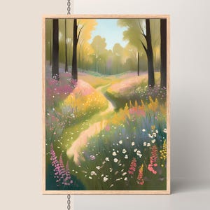 POSTER Watercolor Kunstdruck in vier Größen - flowered forest Gemälde Bild Natur Aquarell