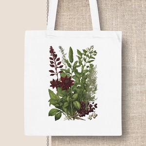 TOTE BAG red herbs - Stofftasche Kräuter Shoppingbag Botanic Nachhaltig Pflanzen Baumwolle Garten Wildflower Blumen
