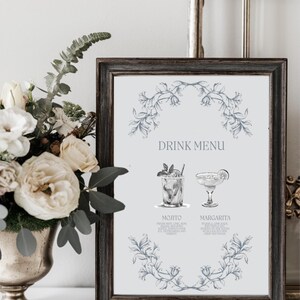 Menus de bebidas de casamento personalizados com inspiração vintage | Menu de coquetéis exclusivos personalizados | Sinalização de bar rústica para casamentos e eventos