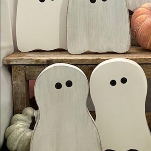 Wood Ghosts, made with rustic worn wood, Ghosts for Halloween/ Fall Art decor for the patio or front porch