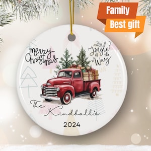 Personalized Family Name Christmas Ornament: Ceramic Holiday Decor