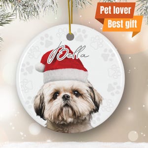 Personalized Shih Tzu Ornament Pet Photo Ornament Gift for ShihTzu Lover Custom Shih Tzu Ornament Gift Xmas Gift for Pet Lovers Customizable