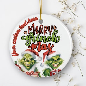 Décoration de Noël personnalisée, Décoration de Noël personnalisée pour Grinch en famille, Cadeau de Noël personnalisé pour Grinch, Décoration de Noël pour famille Grinch