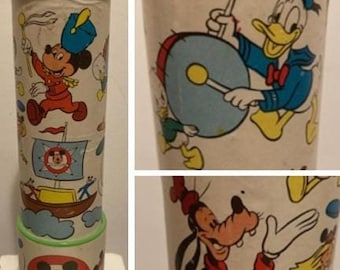 Disney Mickey Mouse Club 1977 Kaleidoscope Vintage 70's Straco 7" Mousketeer Toy Goofy Donald Duck Minnie Pluto Huey Dewe & Louie Graphics