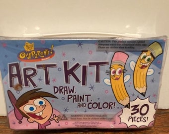 Fairly Odd Parents Vintage 2003 Nickelodeon New Mint Unused Art Kit Nicktoons 30 Pieces Kid's Draw Paint & Color Set Cartoon Classic